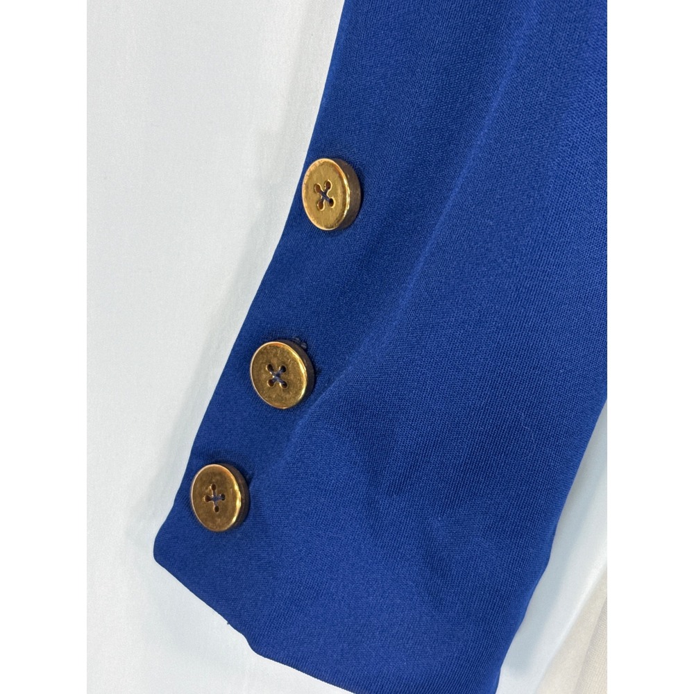 Lillie Rubin Vintage 60s 70s Hostess Maxi Dress Blue White Red Empire Waist XS - Picture 4 of 10